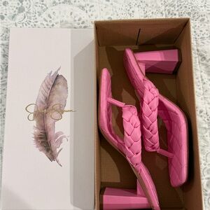 Jessica Simpson Pink Braided Block Heel Sandals